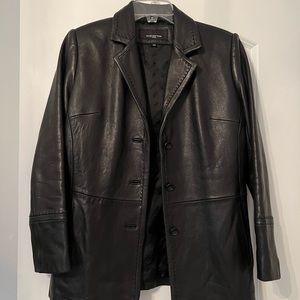 Genuine leather blazer.